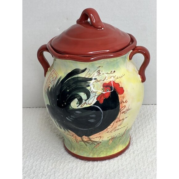 SUSAN WINGET CERTIFIED INTERNATIONAL LE ROOSTER MEDIUM CANISTER 9" - Picture 10 of 11